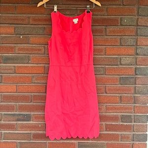 J crew, coral color size 0, scalloped sleeveless dress